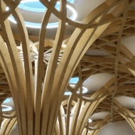 Close-up of the Cambridge Mosque roof structure
