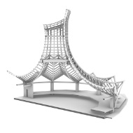 Detailed visualization of the timber support structure for the Knies Zauberhut