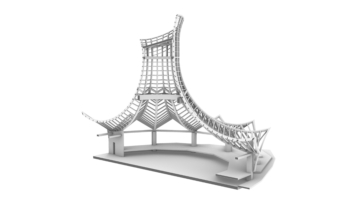 Detailed visualization of the timber support structure for the Knies Zauberhut